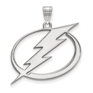 Sterling Silver Rhodium-plated NHL LogoArt Tampa Bay Lightning Extra Large Pendant