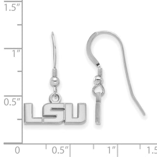 Sterling Silver Rhodium-plated LogoArt Louisiana State University L-S-U Extra Small Dangle Wire Earrings