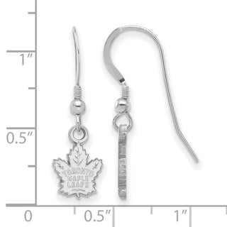 Sterling Silver Rhodium-plated NHL LogoArt Toronto Maple Leafs Extra Small Dangle Earrings