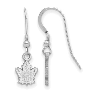 Sterling Silver Rhodium-plated NHL LogoArt Toronto Maple Leafs Extra Small Dangle Earrings
