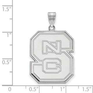 Sterling Silver Rhodium-plated LogoArt North Carolina State University N-C-S Extra Large Pendant