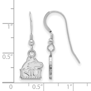 Sterling Silver Rhodium-plated LogoArt Northern Illinois University N-I-U Huskies Extra Small Dangle Wire Earrings