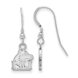 Sterling Silver Rhodium-plated LogoArt Northern Illinois University N-I-U Huskies Extra Small Dangle Wire Earrings