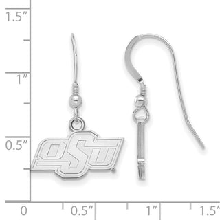 Sterling Silver Rhodium-plated LogoArt Oklahoma State University O-S-U Extra Small Dangle Wire Earrings