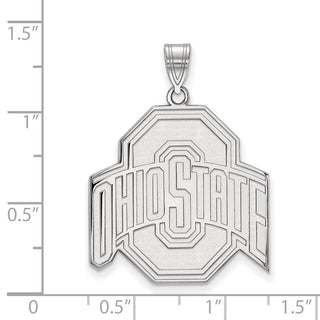 Sterling Silver Rhodium-plated LogoArt The Ohio State University Extra Large Pendant