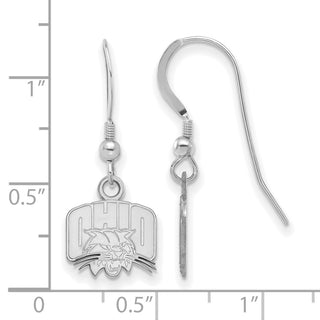 Sterling Silver Rhodium-plated LogoArt Ohio University Extra Small Dangle Wire Earrings