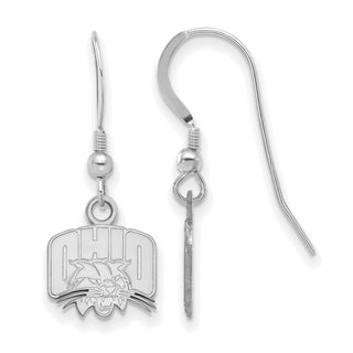 Sterling Silver Rhodium-plated LogoArt Ohio University Extra Small Dangle Wire Earrings