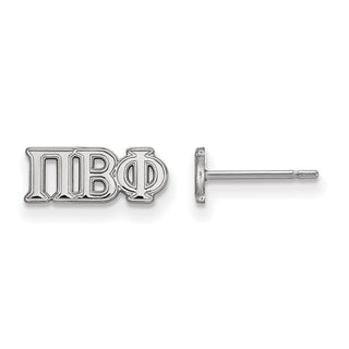 Sterling Silver Rhodium-plated LogoArt Pi Beta Phi Sorority Greek Letters Extra Small Post Earrings