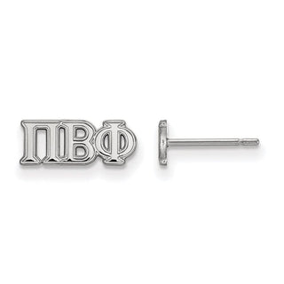 Sterling Silver Rhodium-plated LogoArt Pi Beta Phi Sorority Greek Letters Extra Small Post Earrings