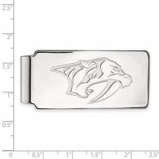 Sterling Silver Rhodium-plated NHL LogoArt Nashville Predators Money Clip