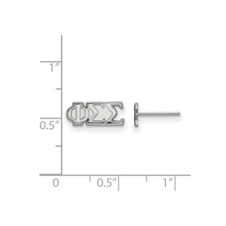 Sterling Silver Rhodium-plated LogoArt Phi Sigma Sigma Sorority Greek Letters Extra Small Post Earrings