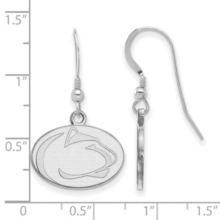 Sterling Silver Rhodium-plated LogoArt Penn State University Lion Small Dangle Wire Earrings