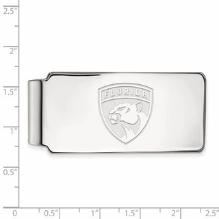 Sterling Silver Rhodium-plated NHL LogoArt Florida Panthers Money Clip