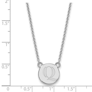 Sterling Silver Rhodium-plated LogoArt Quinnipiac University Letter Q Small Pendant 18 inch Necklace