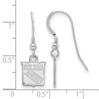 Sterling Silver Rhodium-plated NHL LogoArt New York Rangers Extra Small Dangle Wire Earrings