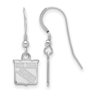 Sterling Silver Rhodium-plated NHL LogoArt New York Rangers Extra Small Dangle Wire Earrings