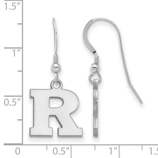 Sterling Silver Rhodium-plated LogoArt Rutgers University Letter R Small Dangle Wire Earrings
