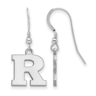 Sterling Silver Rhodium-plated LogoArt Rutgers University Letter R Small Dangle Wire Earrings