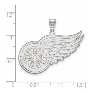 Sterling Silver Rhodium-plated NHL LogoArt Detroit Red Wings Extra Large Pendant