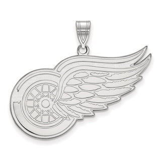 Sterling Silver Rhodium-plated NHL LogoArt Detroit Red Wings Extra Large Pendant