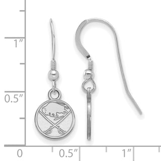 Sterling Silver Rhodium-plated NHL LogoArt Buffalo Sabres Extra Small Dangle Earrings