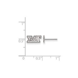Sterling Silver Rhodium-plated LogoArt Sigma Delta Tau Sorority Greek Letters Extra Small Post Earrings