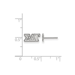 Sterling Silver Rhodium-plated LogoArt Sigma Delta Tau Sorority Greek Letters Extra Small Post Earrings