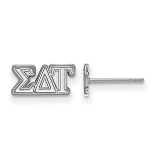 Sterling Silver Rhodium-plated LogoArt Sigma Delta Tau Sorority Greek Letters Extra Small Post Earrings