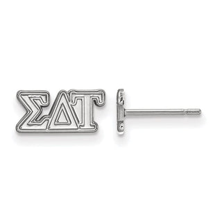 Sterling Silver Rhodium-plated LogoArt Sigma Delta Tau Sorority Greek Letters Extra Small Post Earrings