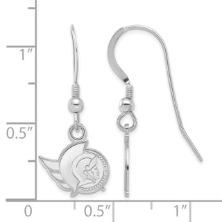 Sterling Silver Rhodium-plated NHL LogoArt Ottawa Senators Extra Small Dangle Wire Earrings