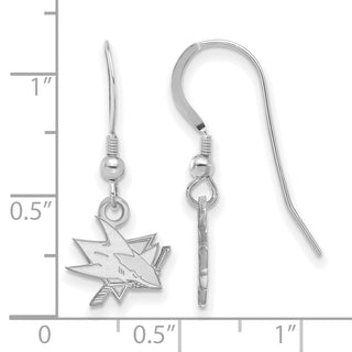 Sterling Silver Rhodium-plated NHL LogoArt San Jose Sharks Extra Small Dangle Earrings