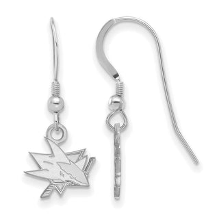 Sterling Silver Rhodium-plated NHL LogoArt San Jose Sharks Extra Small Dangle Earrings