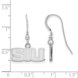 Sterling Silver Rhodium-plated LogoArt Southern Illinois University S-I-U Extra Small Dangle Wire Earrings