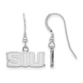 Sterling Silver Rhodium-plated LogoArt Southern Illinois University S-I-U Extra Small Dangle Wire Earrings
