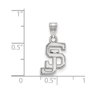 Sterling Silver Rhodium-plated LogoArt San Jose State University S-J Small Pendant