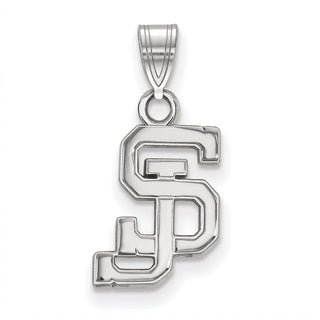 10k White Gold LogoArt San Jose State University S-J Small Pendant