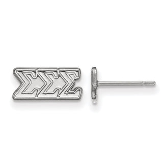 Sterling Silver Rhodium-plated LogoArt Sigma Sigma Sigma Sorority Greek Letters Extra Small Post Earrings
