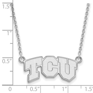 10k White Gold LogoArt Texas Christian University T-C-U Small Pendant 18 inch Necklace