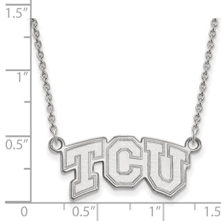 Sterling Silver Rhodium-plated LogoArt Texas Christian University T-C-U Small Pendant 18 inch Necklace