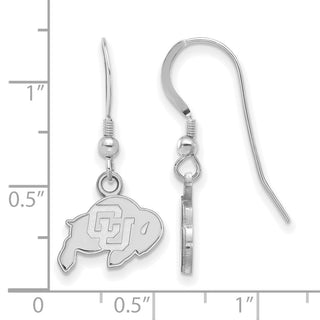 Sterling Silver Rhodium-plated LogoArt University of Colorado Buffalo Extra Small Dangle Wire Earrings