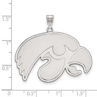 Sterling Silver Rhodium-plated LogoArt University of Iowa Hawk Extra Large Pendant