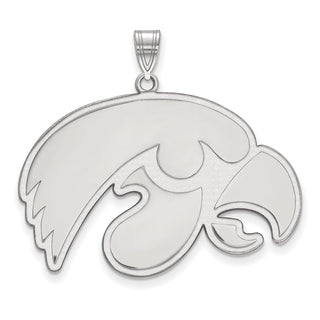 Sterling Silver Rhodium-plated LogoArt University of Iowa Hawk Extra Large Pendant