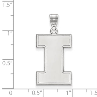 10k White Gold LogoArt University of Illinois Letter I Extra Large Pendant