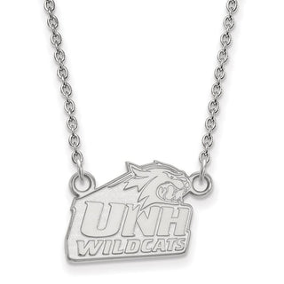 Sterling Silver Rhodium-plated LogoArt University of New Hampshire Small Pendant 18 inch Necklace