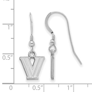 Sterling Silver Rhodium-plated LogoArt Villanova University Letter V Extra Small Dangle Wire Earrings