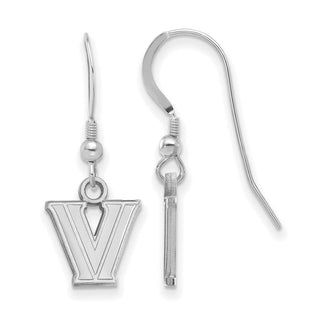 Sterling Silver Rhodium-plated LogoArt Villanova University Letter V Extra Small Dangle Wire Earrings