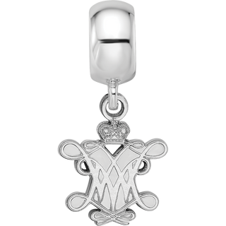 Sterling Silver Rhodium-plated LogoArt College of William and Mary Small Dangle Bead Charm