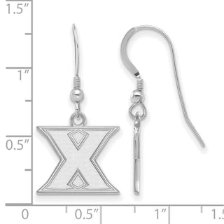 Sterling Silver Rhodium-plated LogoArt Xavier University Letter X Small Dangle Wire Earrings