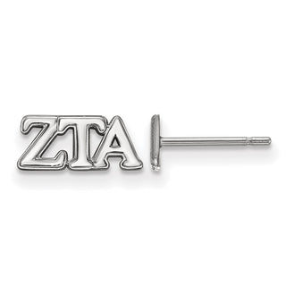Sterling Silver Rhodium-plated LogoArt Zeta Tau Alpha Sorority Greek Letters Extra Small Post Earrings