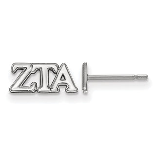 Sterling Silver Rhodium-plated LogoArt Zeta Tau Alpha Sorority Greek Letters Extra Small Post Earrings